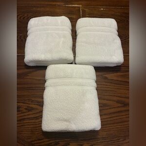 3 Sonoma Cotton Bath Towel Lot Set Large White Bathroom Restroom Plush Fluffy